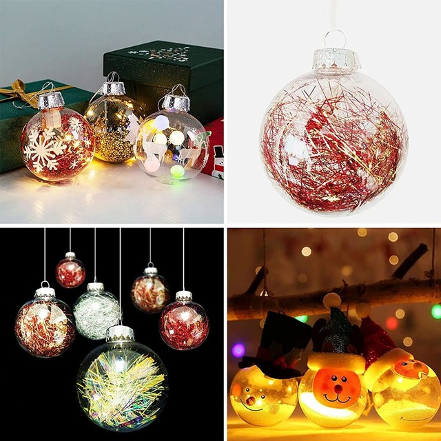 20 PCS DIY Clear Plastic Fillable Ornament Christmas Balls with Removable  Silver Metal Cap for Christmas